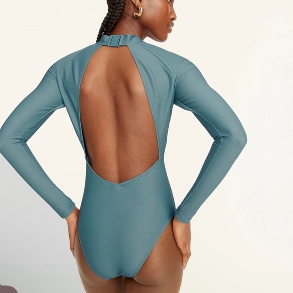 J.Crew Active ribbed long-sleeve one-piece bathing swim suit top 12 rush guard‎ - Picture 2 of 14